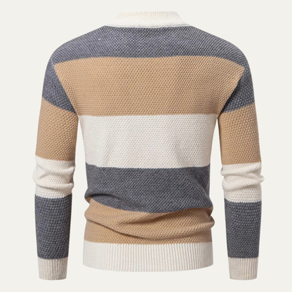 Colourful Patchwork Cable Knit Men's Sweater
