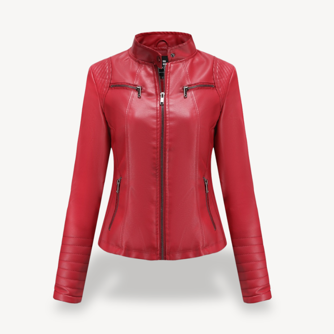 Vintage Style Faux Leather Biker Jacket for Women