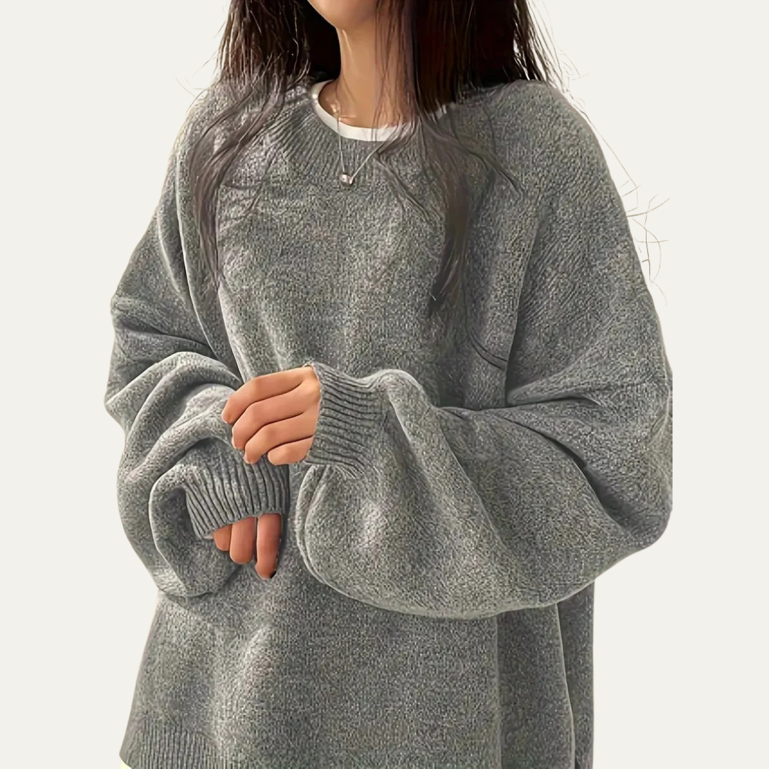 Soft Oversized Crew Neck Knit Sweater - OutfitLondon
