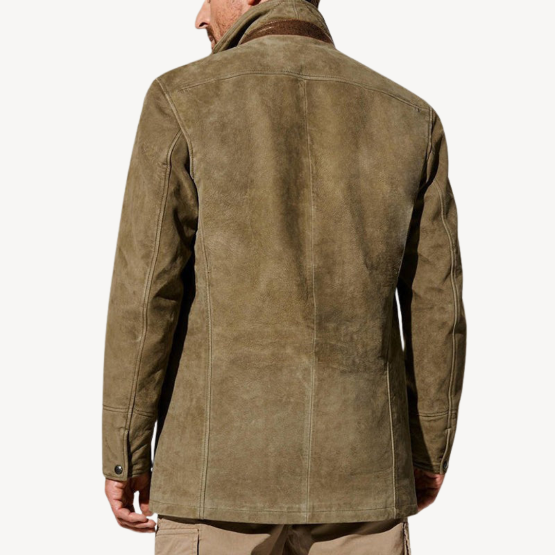 Relaxed Fit Leather Bomber Jacket