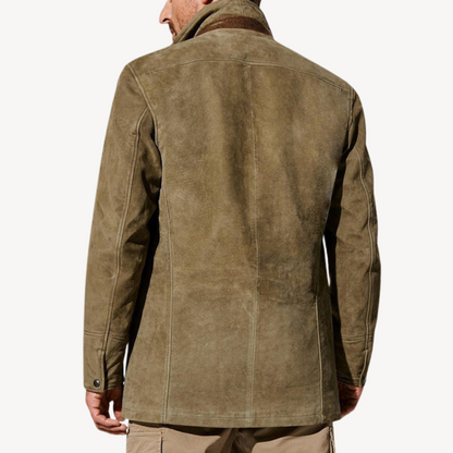 Relaxed Fit Leather Bomber Jacket
