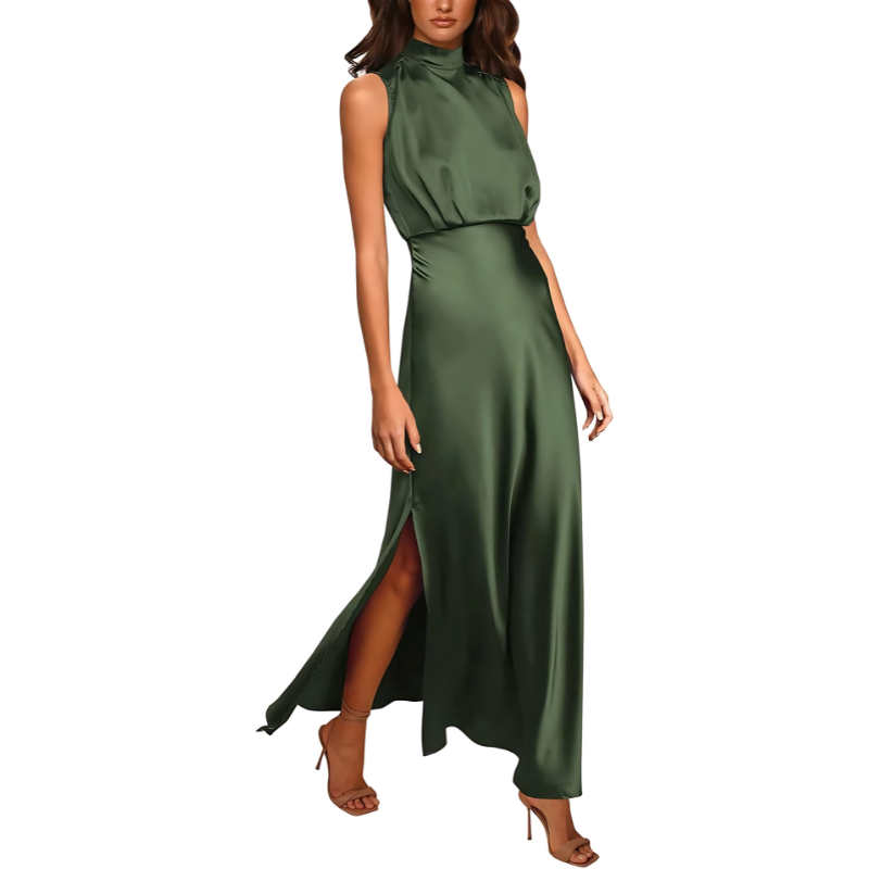 Elegant Floor Length Satin Evening Dress