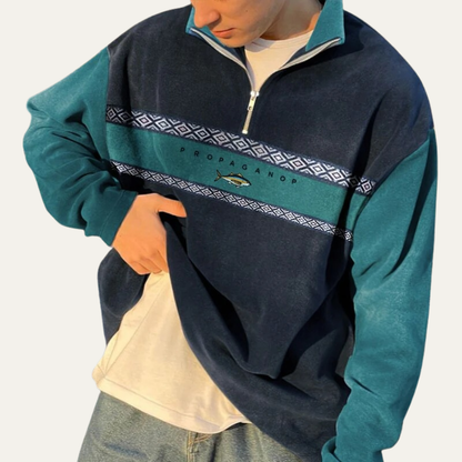 Men's Graphic Quarter Zip Fleece Sweatshirt