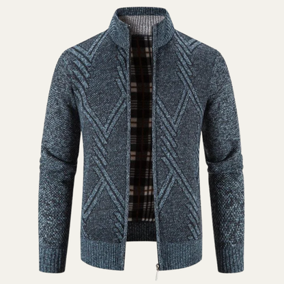 Men's Crew Neck Zip Up Sweater Cardigan