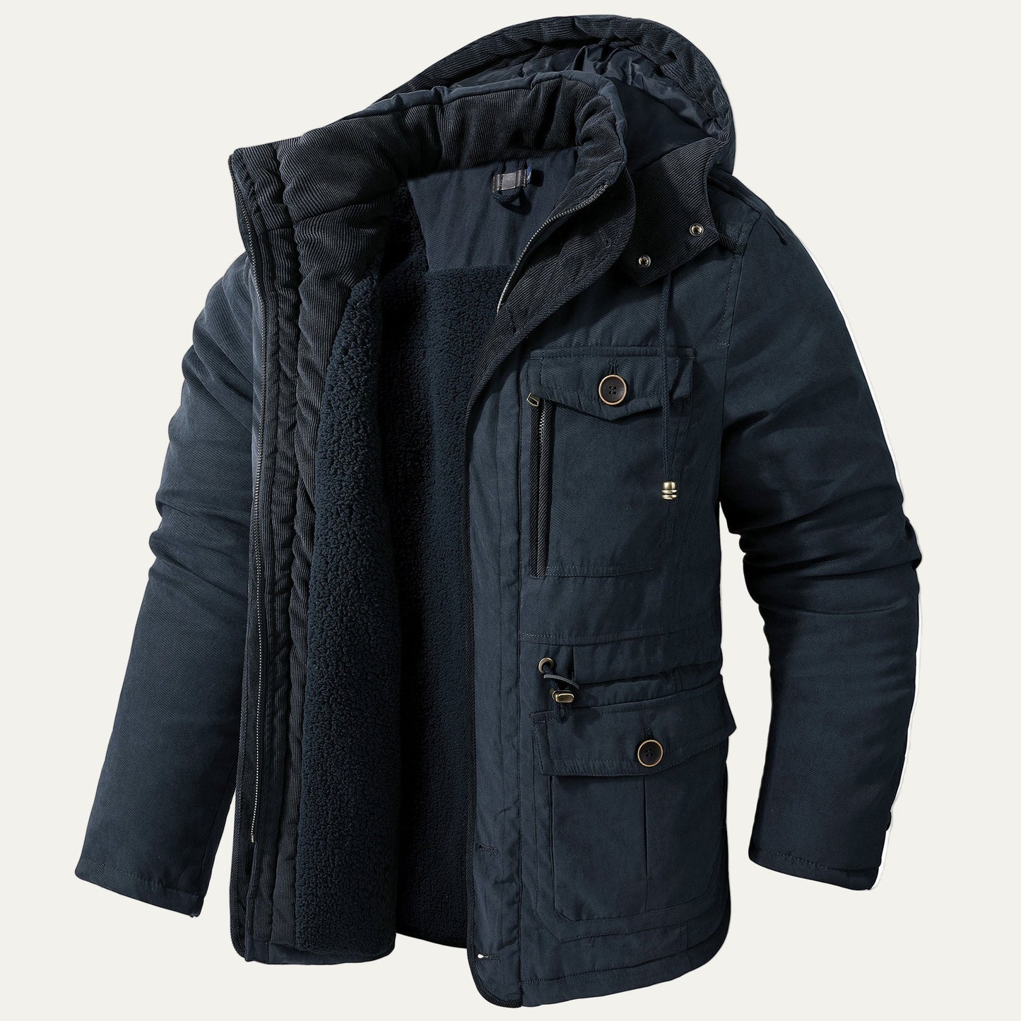 Warm Waterproof Men's Winter Coat with Fleece Inside