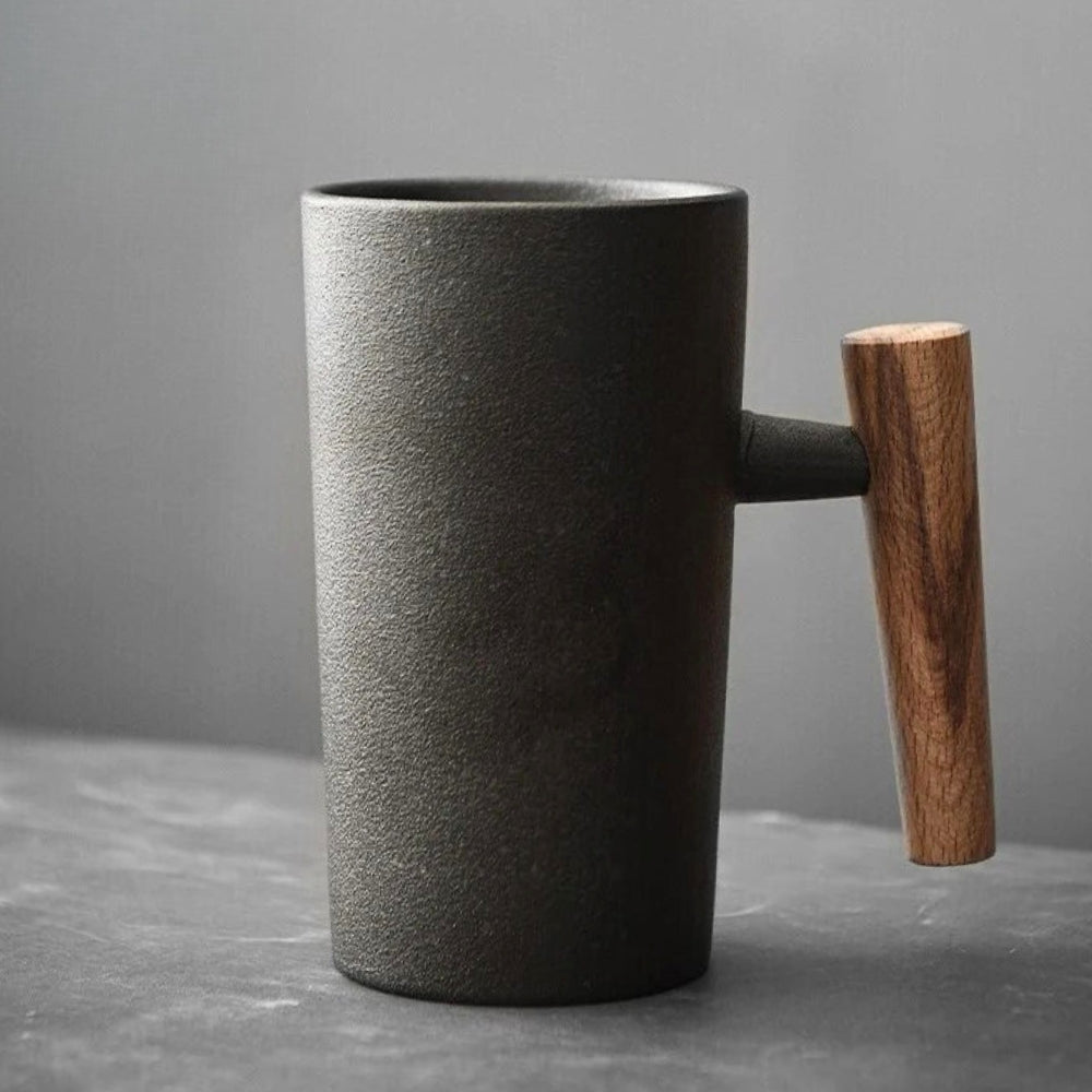 Rustic Clay Coffee Mugs Earthy Stone Design
