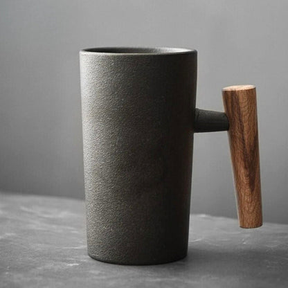 Rustic Clay Coffee Mugs Earthy Stone Design