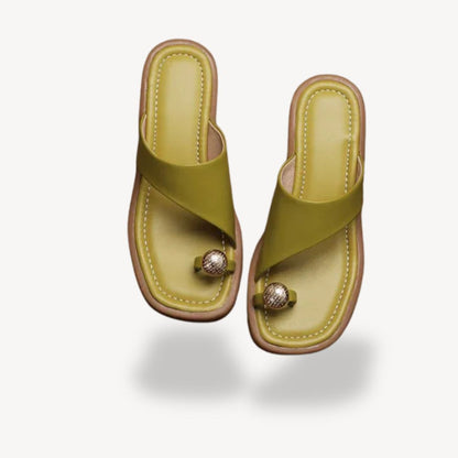 Comfortable Wide Toe Leather Sandals for Women - OutfitLondon