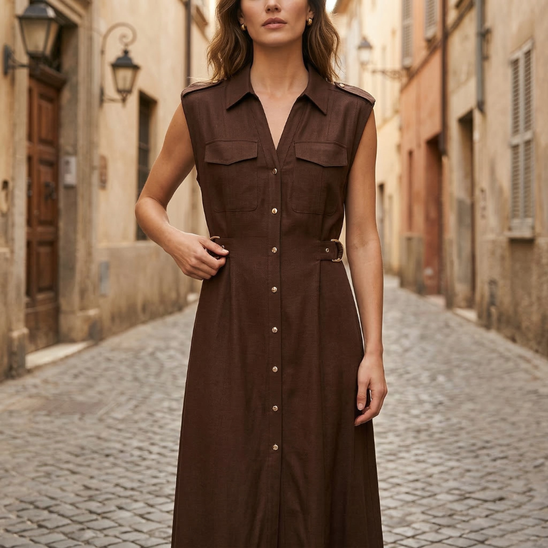 Casual Summer Shirt Dress with Belted Waist