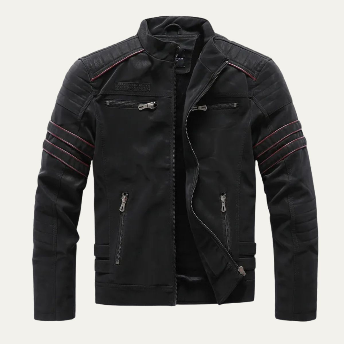 Classic Mens Genuine Leather Biker Jacket