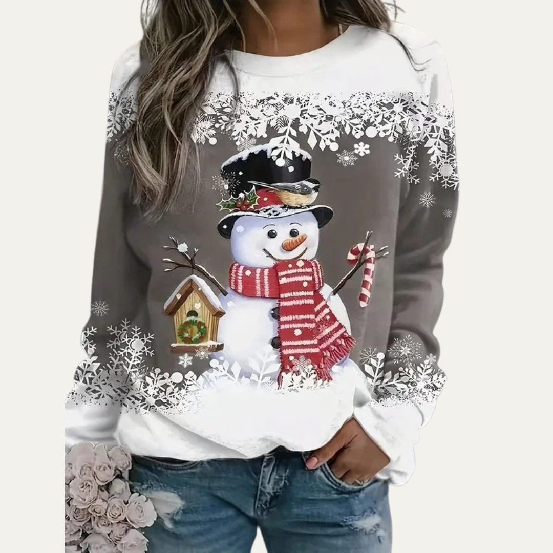 Fun Holiday Snowman Crew Neck Sweater