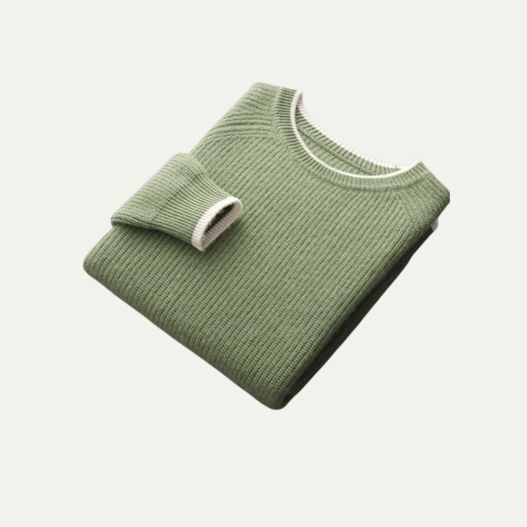 Classic Fit Crew Neck Jumper with Contrast Edging