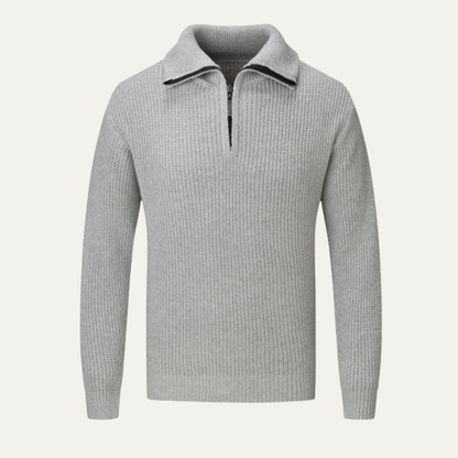 Men's Classic Crew Neck Quarter Zip Sweater