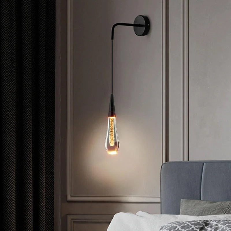 Contemporary Clear Drop LED Wall Light Fixture