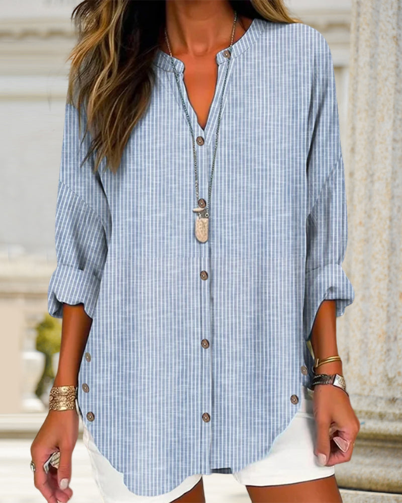 Relaxed Fit Women's Long Sleeve Casual Button Down Shirt