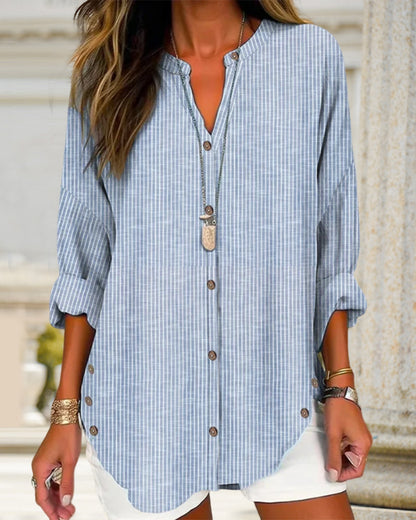 Relaxed Fit Women's Long Sleeve Casual Button Down Shirt