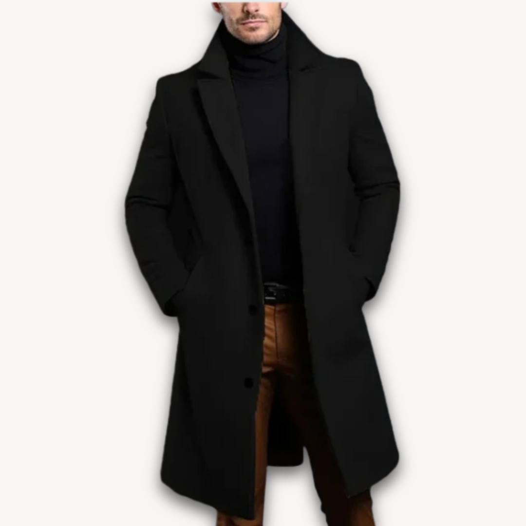 Classic Mens Black Winter Coat Slim Fit - OutfitLondon