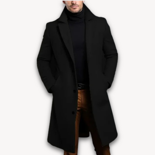 Classic Mens Black Winter Coat Slim Fit - OutfitLondon