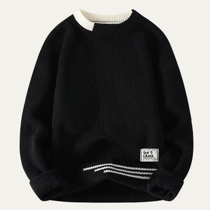 Classic Fit Crew Neck Stripe Sweater