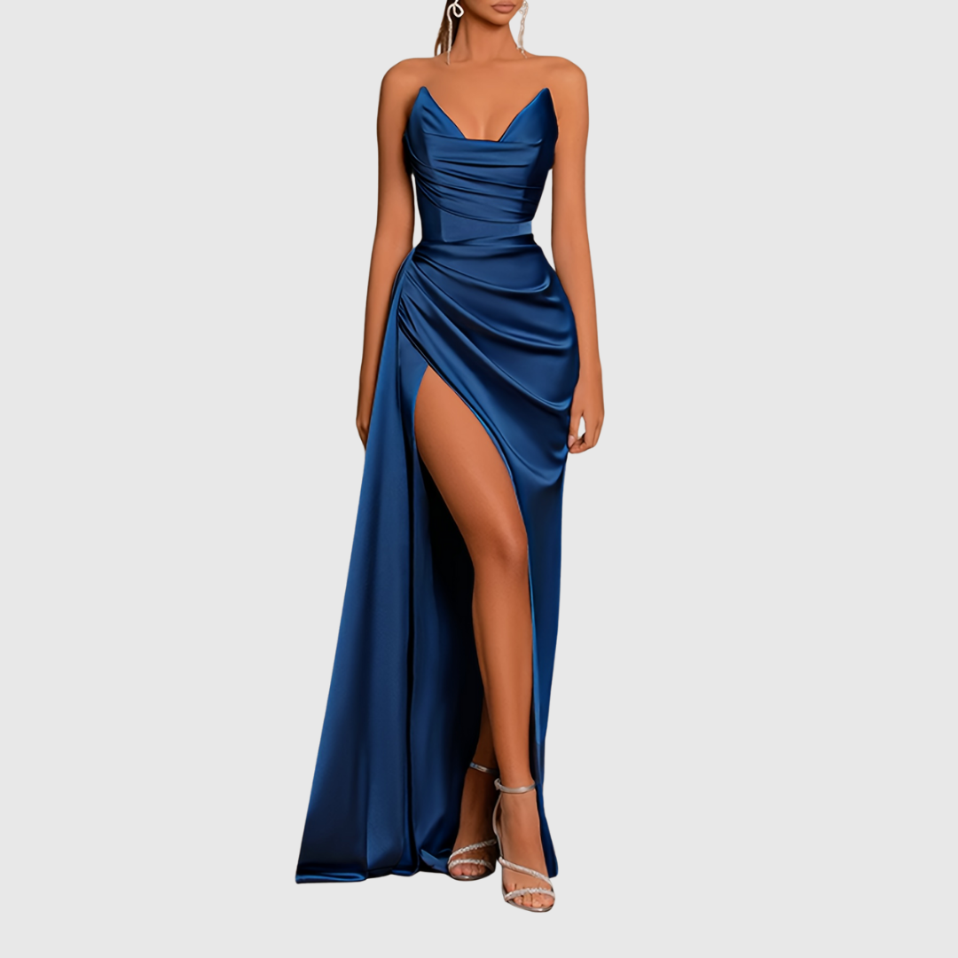 Elegant Long Satin Evening Dress