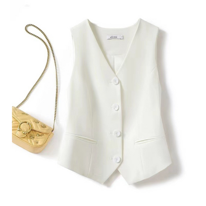 Stylish Open-Front Sleeveless Waistcoat Vest