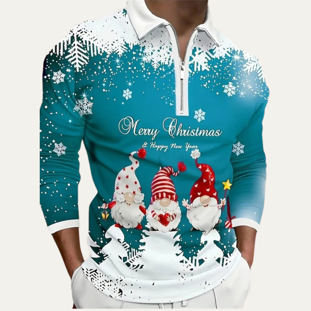 Men's Holiday Red Quarter Zip Sweater Polo