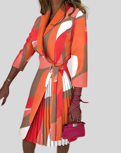 Stylish Waist Belted Ladies Dress