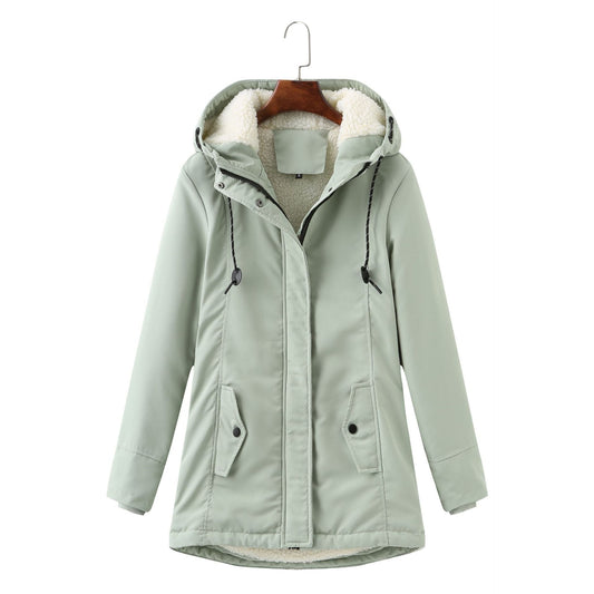Cozy Ladies Waterproof Parka Coat with Fleece Hood - OutfitLondon