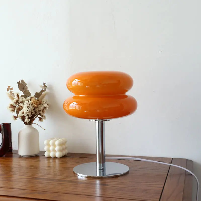 Modern Glass LED Desk Lamp with Sculpted Shade