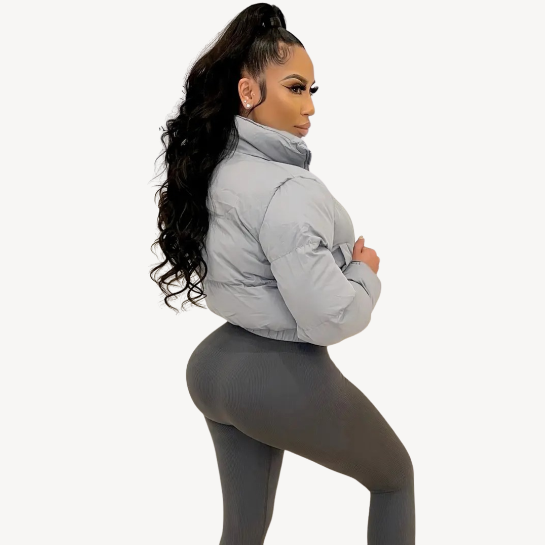 Short Puffer Zip Up Women's Jacket