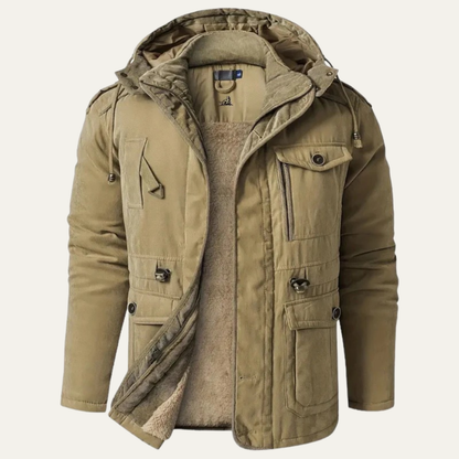 Rugged Corduroy Work Jacket with Faux Fur Collar