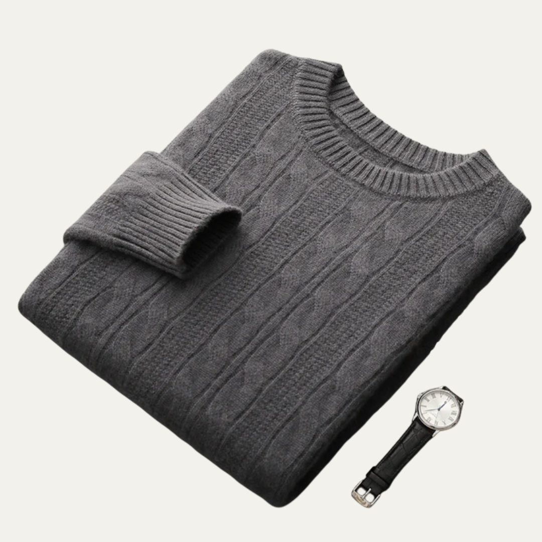 Warm Traditional Knit Crew Neck Sweater