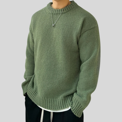 Men's Big Chunky Cable Knit Crew Sweater