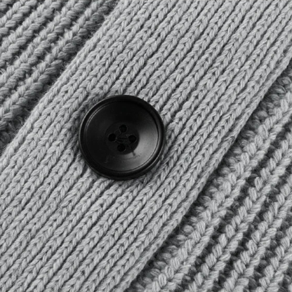 Thick Knit Crew Neck Mens Cardigan Sweater