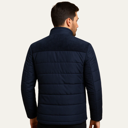 Warm Mens Padded Zip Up Jacket with Fleece Shoulder