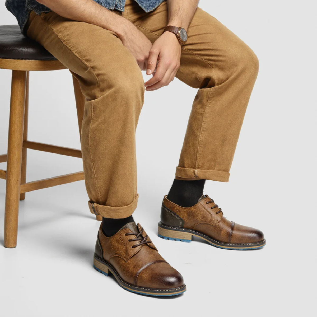 Classic Mens Vintage Leather Lace Up Shoes