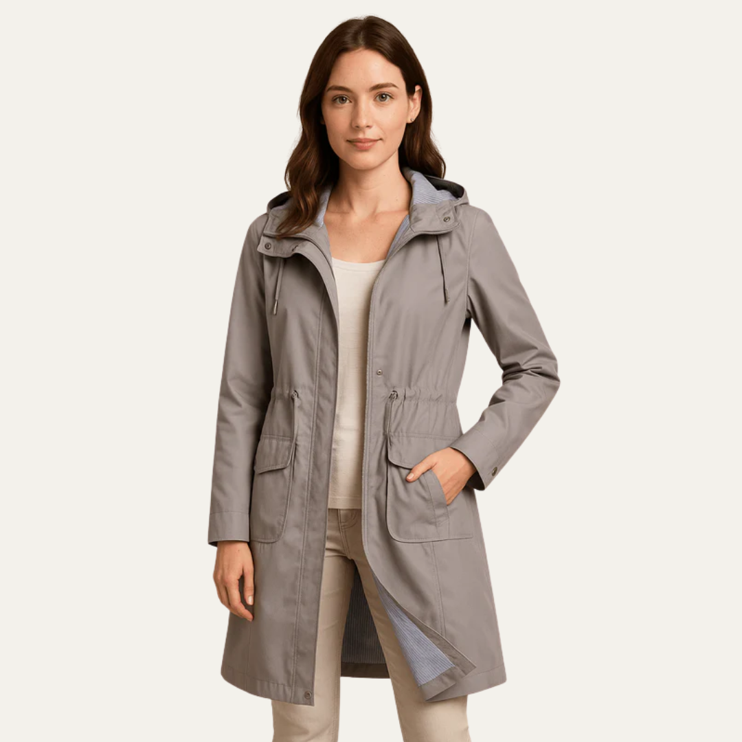 Ladies Adjustable Hooded Water Resistant Parka Jacket