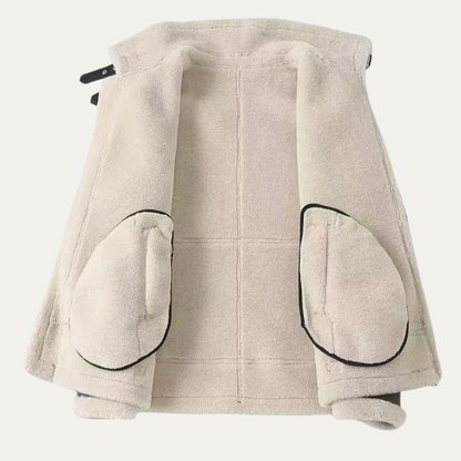 Warm Shearling Aviator Men's Winter Coat with Fleece Inside