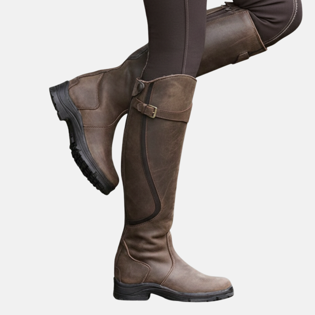 Tall Waterproof Hiking Boots with Buckle Detail - OutfitLondon
