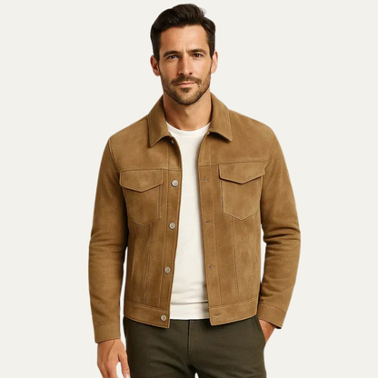 Men's Soft Leather Denim Jacket