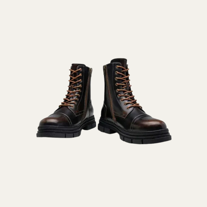 Men's Black Lace Up Ankle Boots with Side Zip