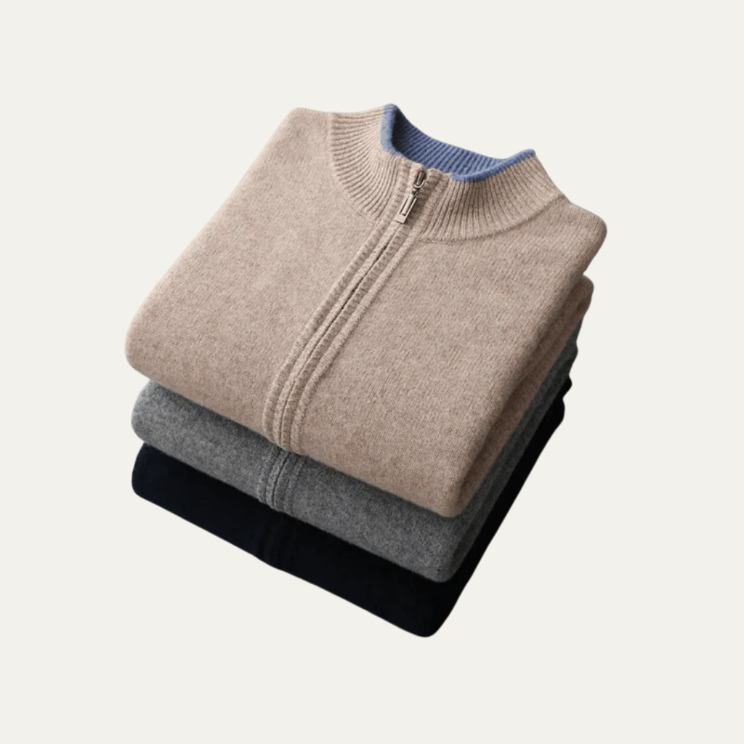 Men's Slim Fit Zipper Cardigan Sweater