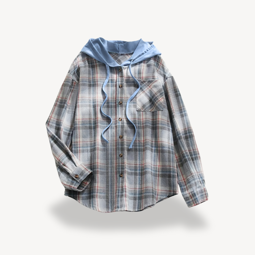 Ladies' Checked Hooded Shirt Jacket