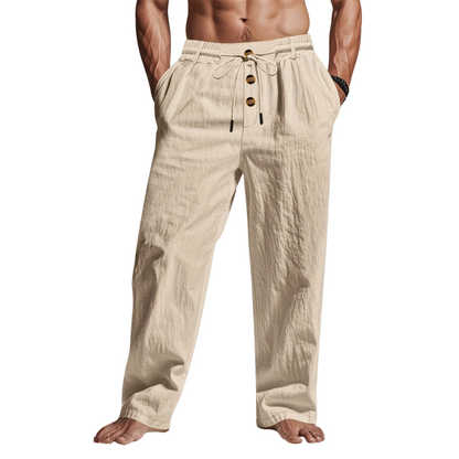 Relaxed Fit Elastic Waist Pants for Men