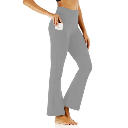 Relaxed Fit High Waist Flare Leg Pants
