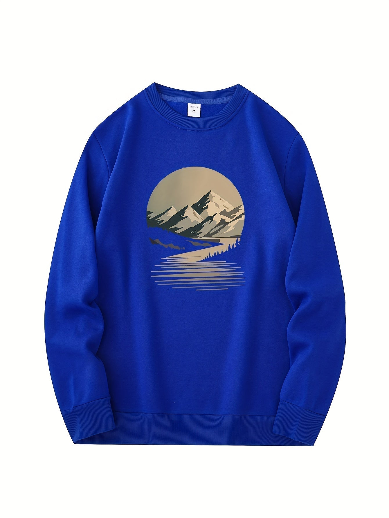 Casual Fit Mens Fleece Sweatshirt with Mountain Graphic