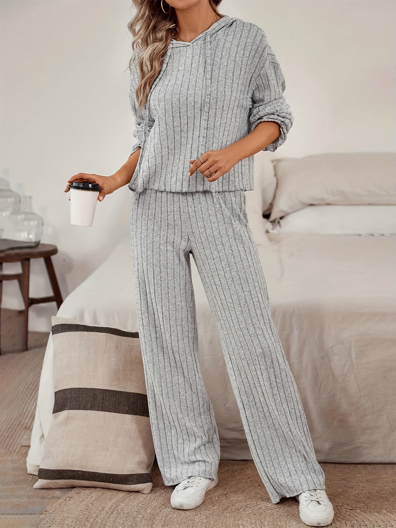 Soft Women's 2 Piece Hooded Sweat Suit Set