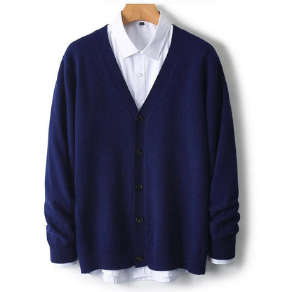 Traditional Crew Neck Mens Cardigan Sweater