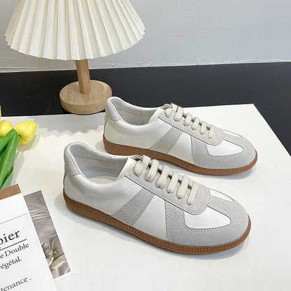 White Leather Low Top Sneakers Shoes