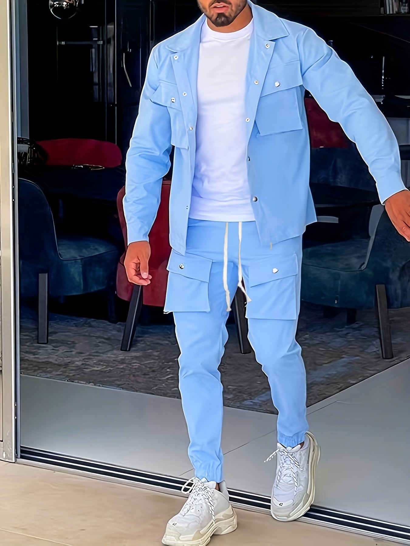 Soft Mens Casual Zipper Jacket Tracksuit With Pockets